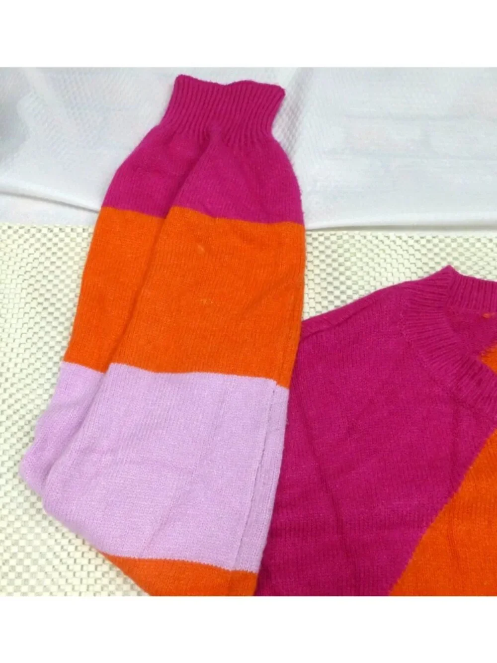 Ecowish Womens Color-Block Sweater‎ S Pink Orange Purple Acrylic Blend